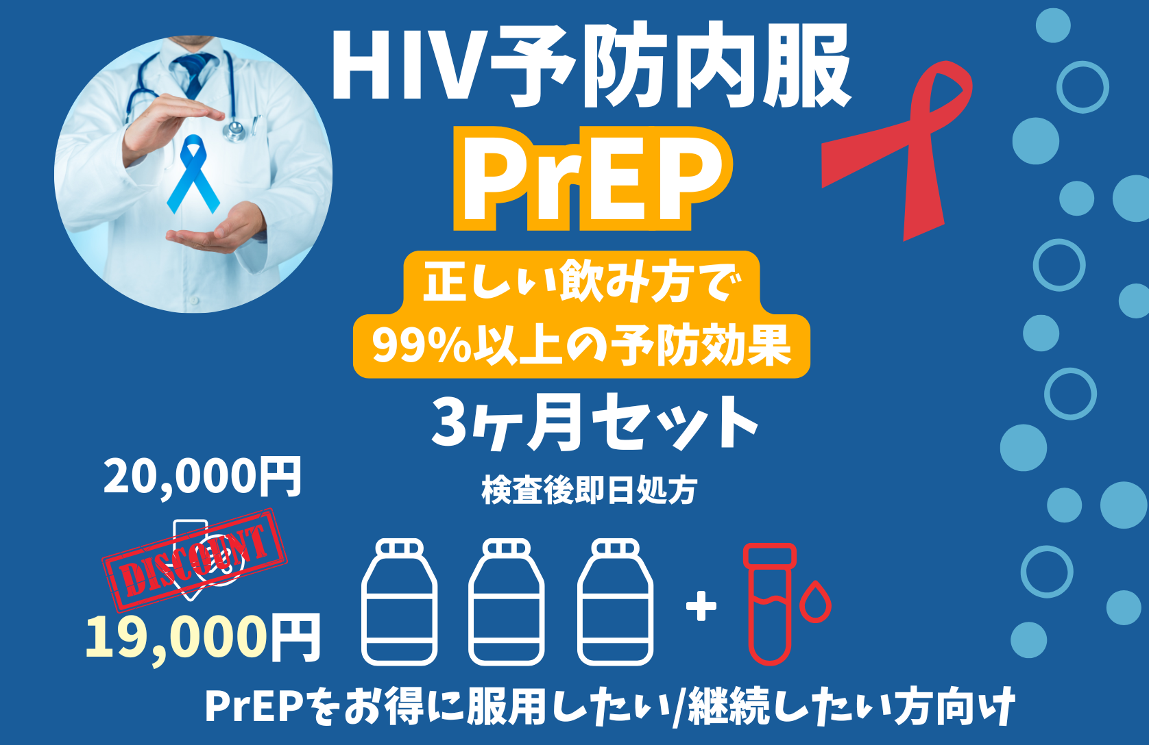 【PrEP新価格のご案内】～3ヶ月セット（90錠）がさらにお得になりました！～