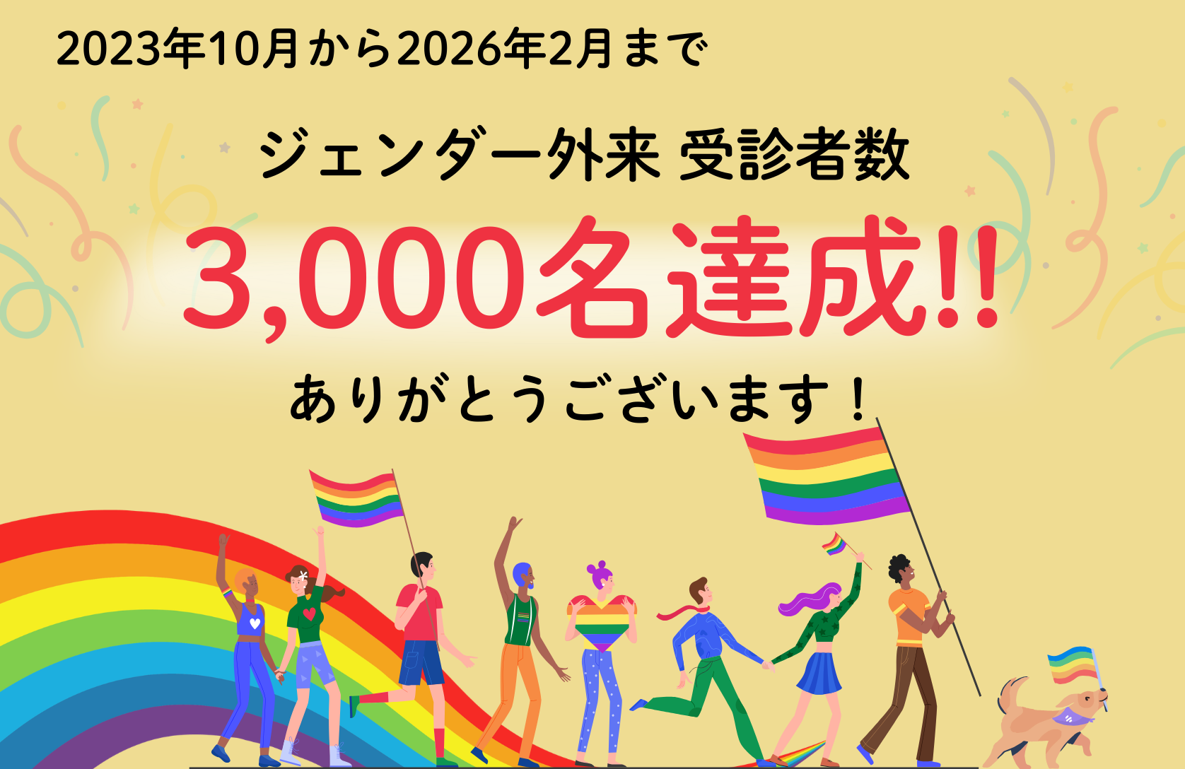 ジェンダー外来、開設から3,000名突破！